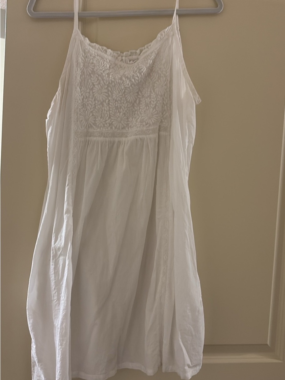White Embroidered Spaghetti Strap Sundress